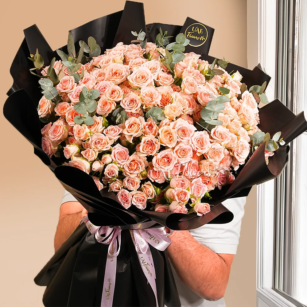bouquet of pink spray rose flowers