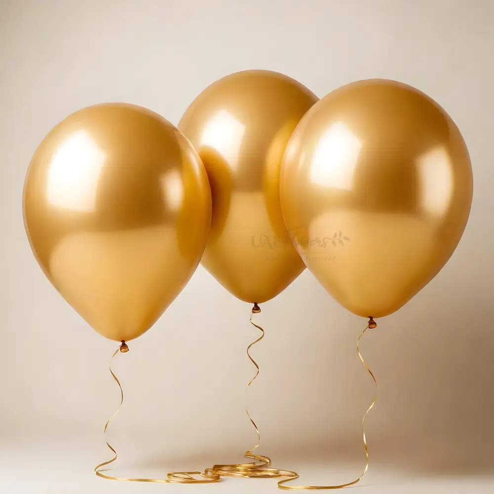 Set of 3 gold latex balloons perfect for party and event decoration