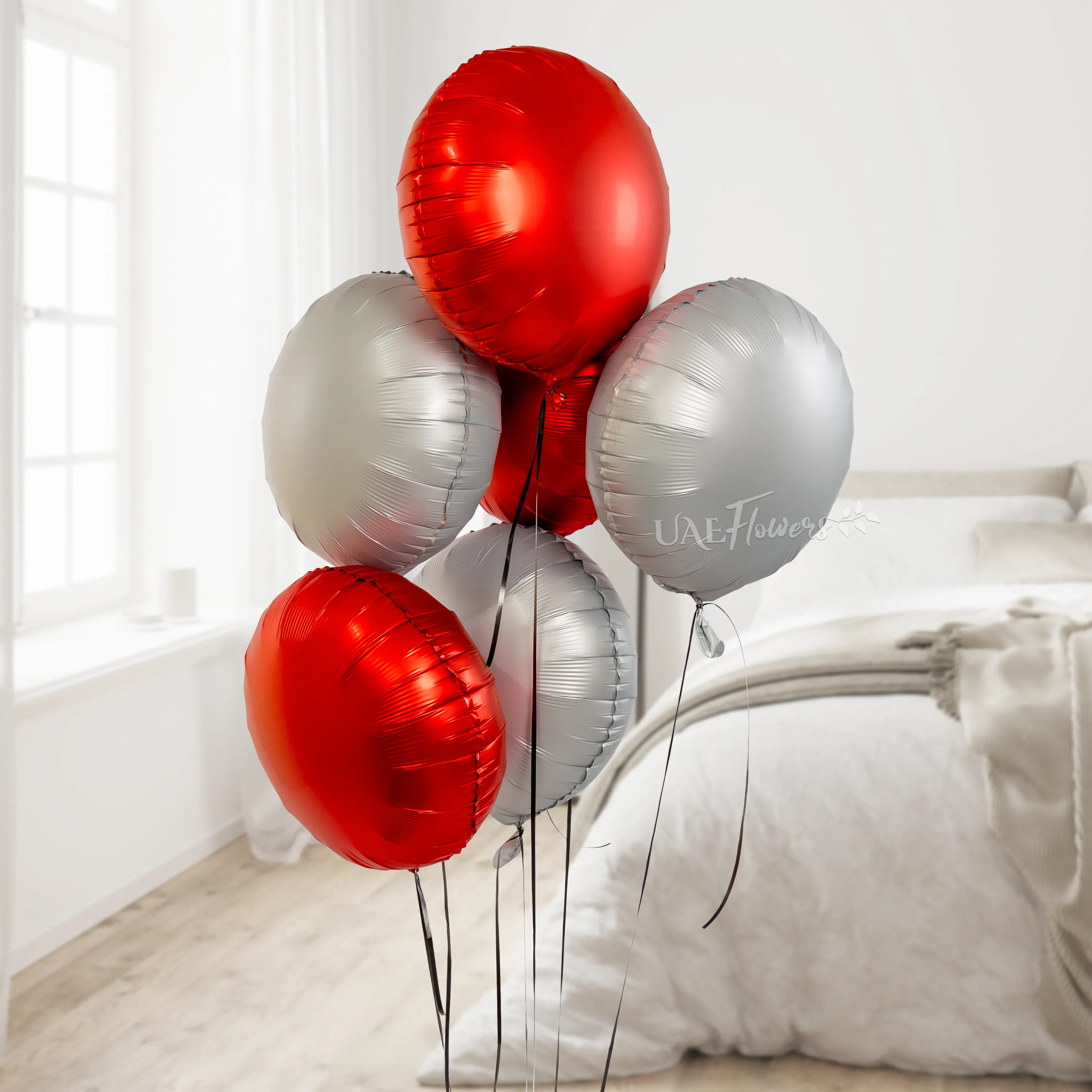 set of 6 colorful foil balloons