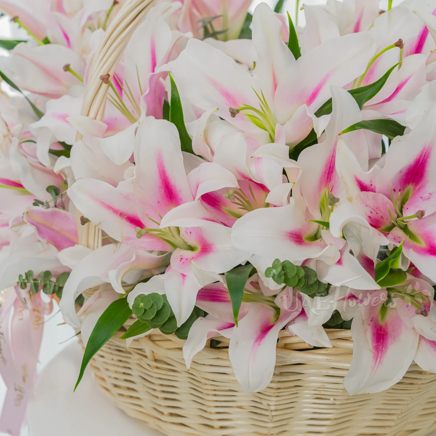 Pink Lilies Gift Basket