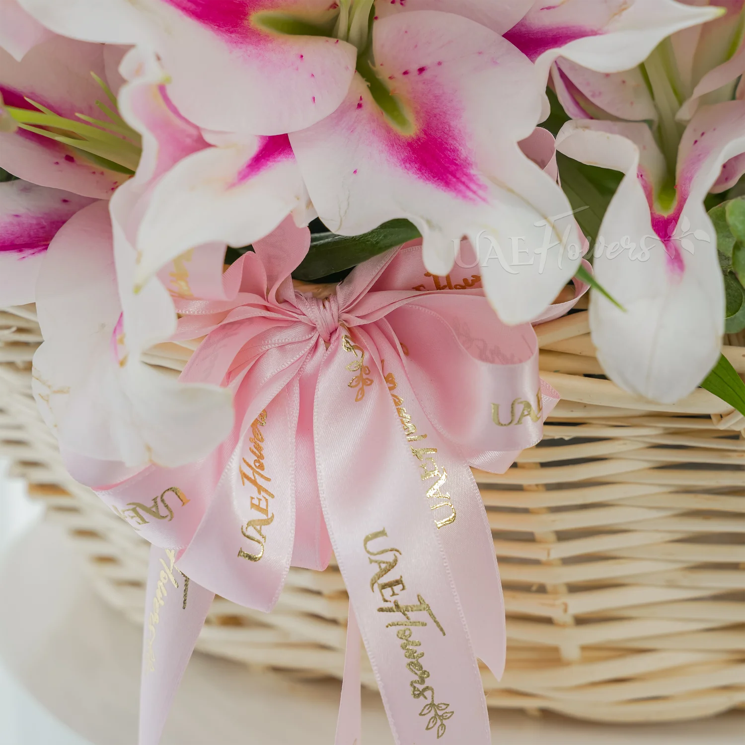 Pink Lilies Gift Basket