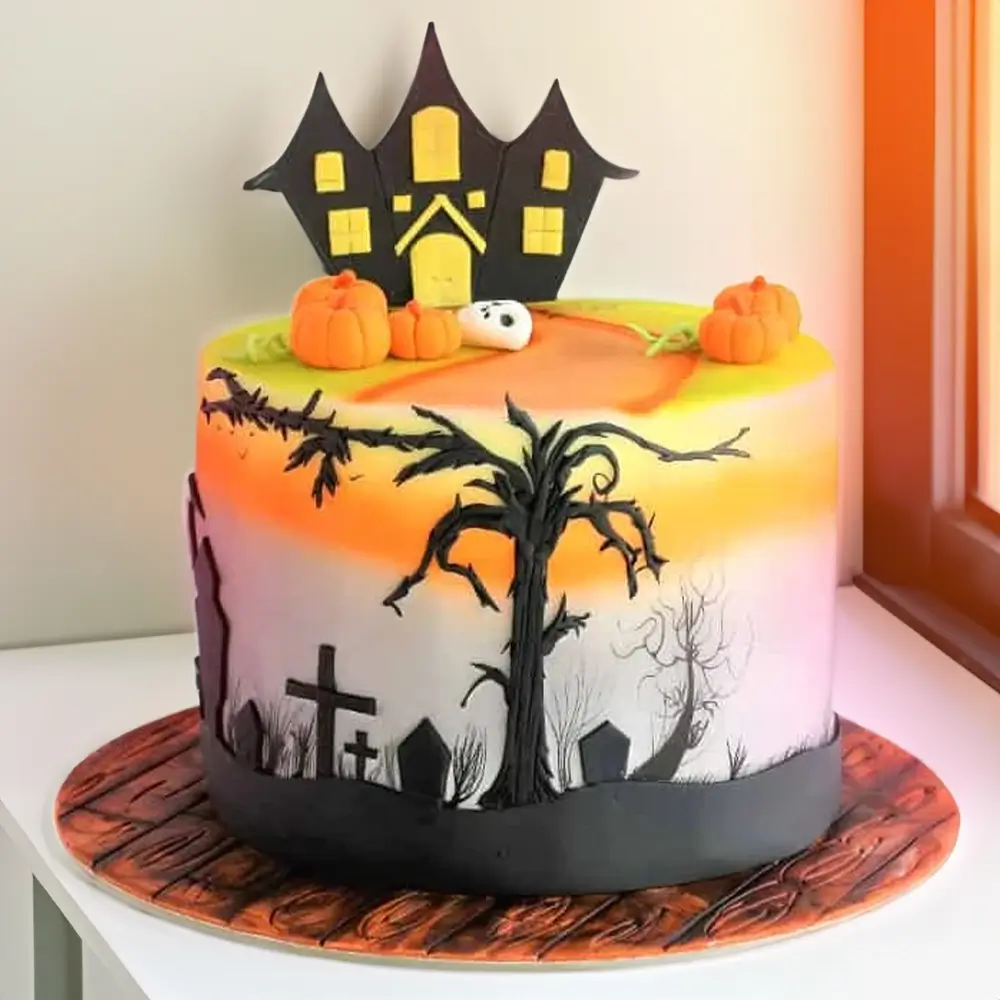 A cemetery cake weighing 3 kg & filled with chocolate ganache